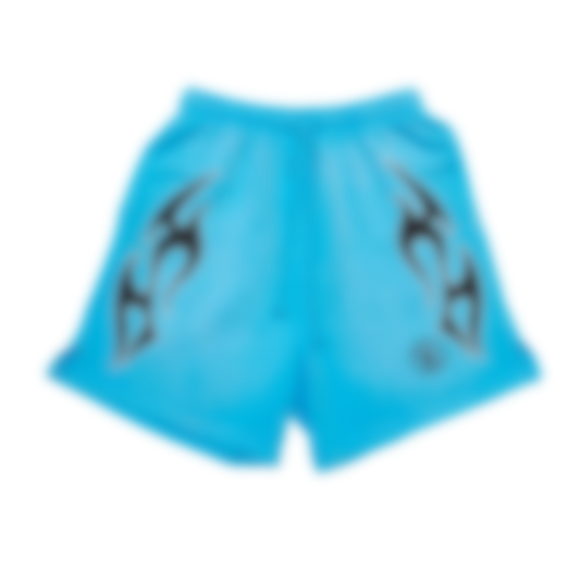 ECLAIRA FLAME SYMBOL SHORTS – CYAN