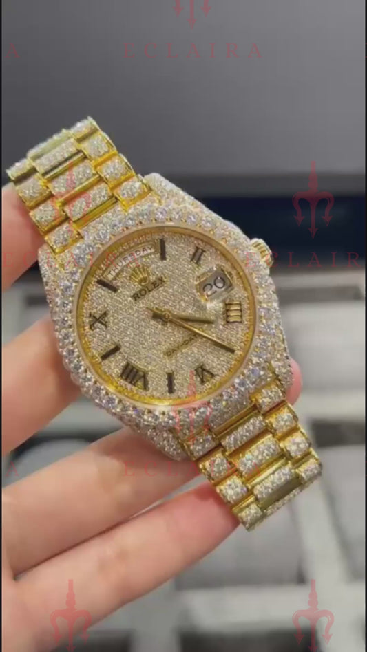 ECLAIRA Bustdown Series XIV – Full Gold Moissanite Edition